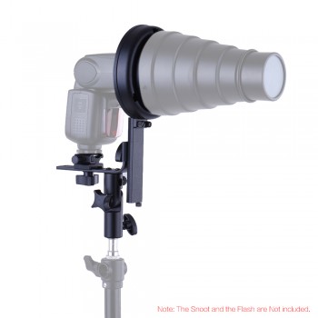 L-Bracket Speedlight Speedlite Flash  Mount with Bowens Mount Adapter Cold Shoe for Softbox Reflector Beauty Dish Umbrella Snoot