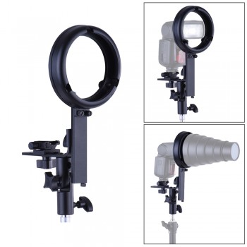 L-Bracket Speedlight Speedlite Flash  Mount with Bowens Mount Adapter Cold Shoe for Softbox Reflector Beauty Dish Umbrella Snoot