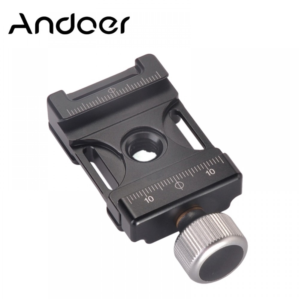 Andoer 38mm Aluminum Screw Knob Mini Quick Release Clamp Compatible with Arca Swiss for 38mm QR Plate