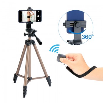 Ulanzi Lightweight Travel Tripod Kit 49inch High with Phone Tripod Mount Bluetooth Remote Control for iPhone Smartphone Camera