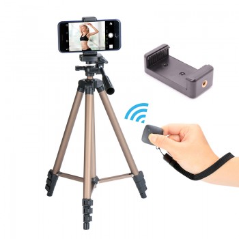 Ulanzi Lightweight Travel Tripod Kit 49inch High with Phone Tripod Mount Bluetooth Remote Control for iPhone Smartphone Camera