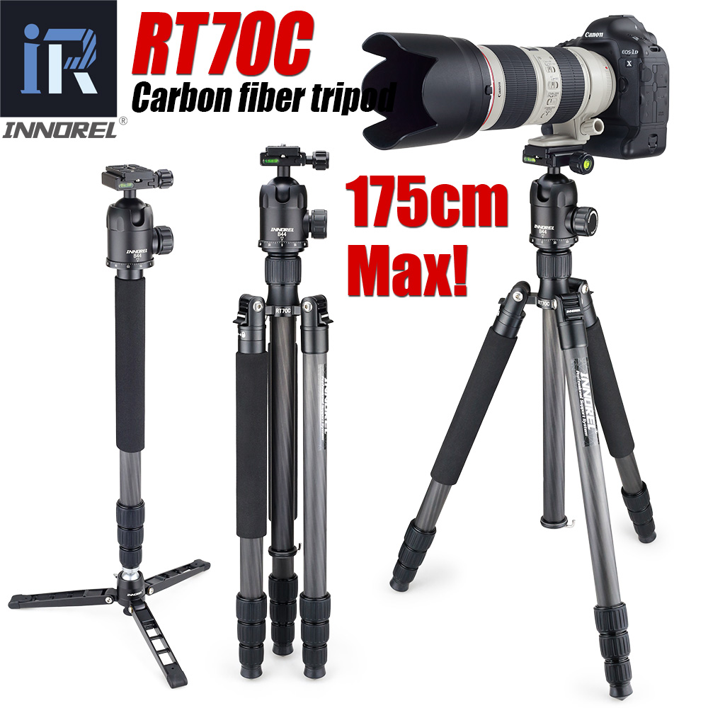 INNOREL RT70C Carbon Fiber Tripod Monopod Portable 15KG bear DSLR video digital camera tripod Stand professional for Nikon Canon