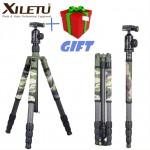 Xiletu T284C+FB1 Green Camouflage Concealed Hidden Carbon Fiber Tripod For Outdoor Travel Hunting Shooting DSLR Digital Camera