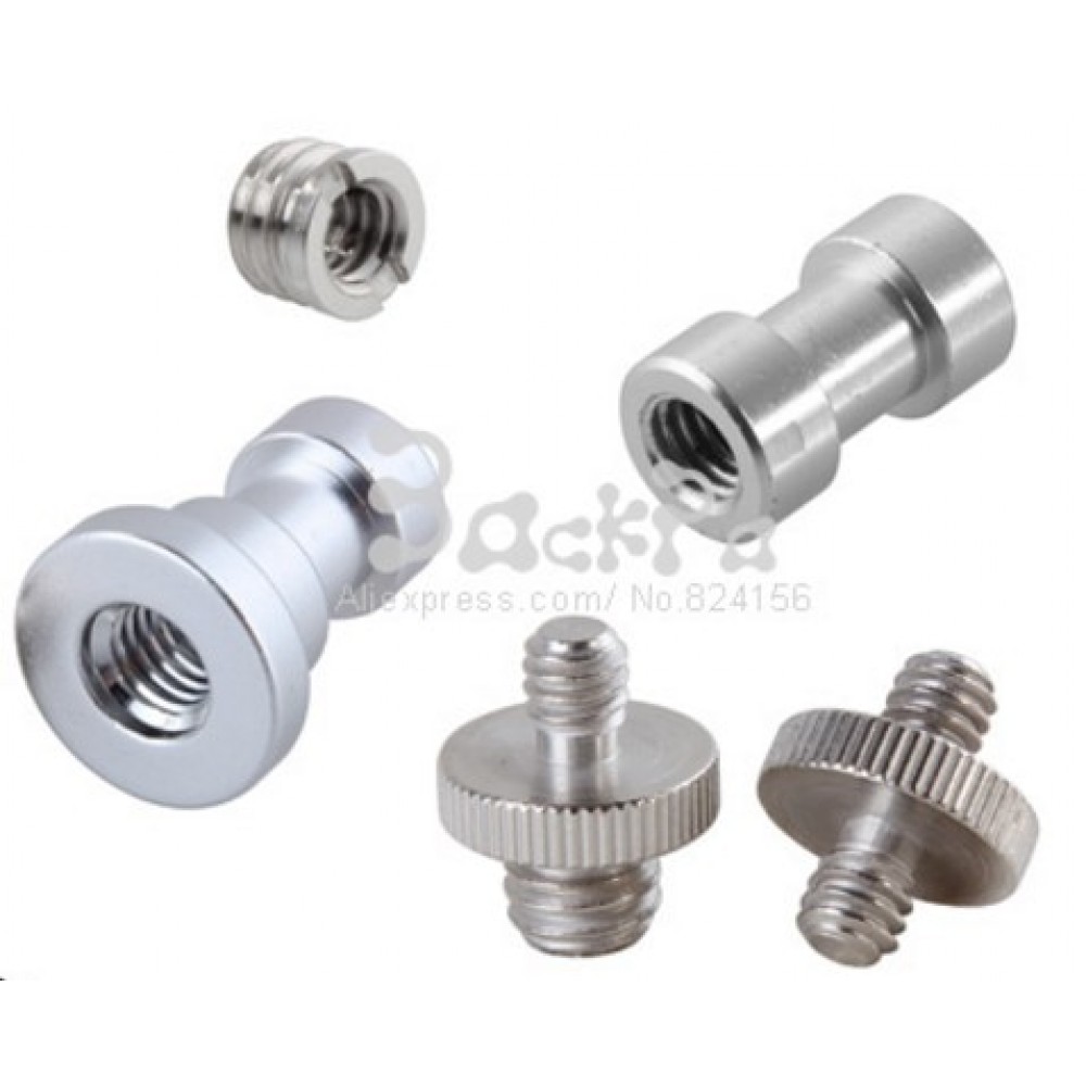 5in1 tripod head monopod flash light stand adapter metal screw kit 1/4 3/8 male female photographic studio accessories