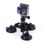 Suction Cup Mount Holder +Ball head Camera Accessories Tripods Triple Low Angle  for Car Glass for Gopro 1 2 3+ 4 for Xiaomi Yi