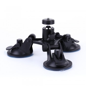 Suction Cup Mount Holder +Ball head Camera Accessories Tripods Triple Low Angle  for Car Glass for Gopro 1 2 3+ 4 for Xiaomi Yi
