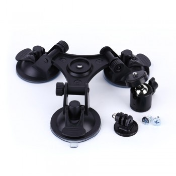 Suction Cup Mount Holder +Ball head Camera Accessories Tripods Triple Low Angle  for Car Glass for Gopro 1 2 3+ 4 for Xiaomi Yi