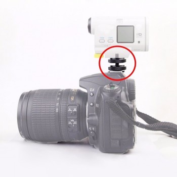Professional 1/4 Dual Nuts Tripod Mount Screw To Flash Camera Hot Shoe Adapter Tripod amp; Accessories VCZ49