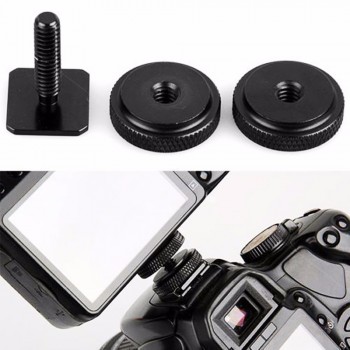 Professional 1/4 Dual Nuts Tripod Mount Screw To Flash Camera Hot Shoe Adapter Tripod amp; Accessories VCZ49