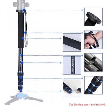 Manbily Telescopic Adjustable Portable Aluminium Alloy Photography DSLR Camera Camcorder Monopod Unipod Pole Walking Stick