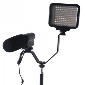 Camera DSLR Triple Mount Bracket Hot Shoe V-shape Mount Bracket for LED Video Lights Microphones - Black Color