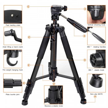 Zomei Q111 Professional Portable Aluminium Travel Tripod with bag Camera Accessories Stand for Digital with Pan Head for Dslr