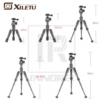 Xiletu FM5-MINI Multifunctional Tabletop Tripod Desktop Aluminum Portable Compact Bracket Ball Head Clip For Camera Cellphone