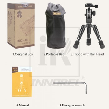 Xiletu FM5-MINI Multifunctional Tabletop Tripod Desktop Aluminum Portable Compact Bracket Ball Head Clip For Camera Cellphone