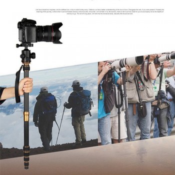QZSD Q666C Carbon Fiber tripod monopod ballhead for dslr camera light Portable stand compact professional tripe