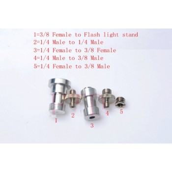 5In1 1/4 to 3/8 Male to Female Adapter Screw Camera Tripod Ball Head Monopod Flash Light Stand Mount Accessories [No Tracking]