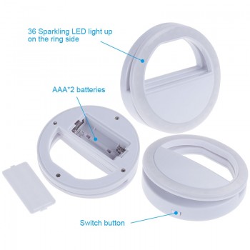 Rovtop 36 LED Lamps Selfie Light For Iphone Lighting Night Darkness Photography Ring Selfie Ring For All Smartphone