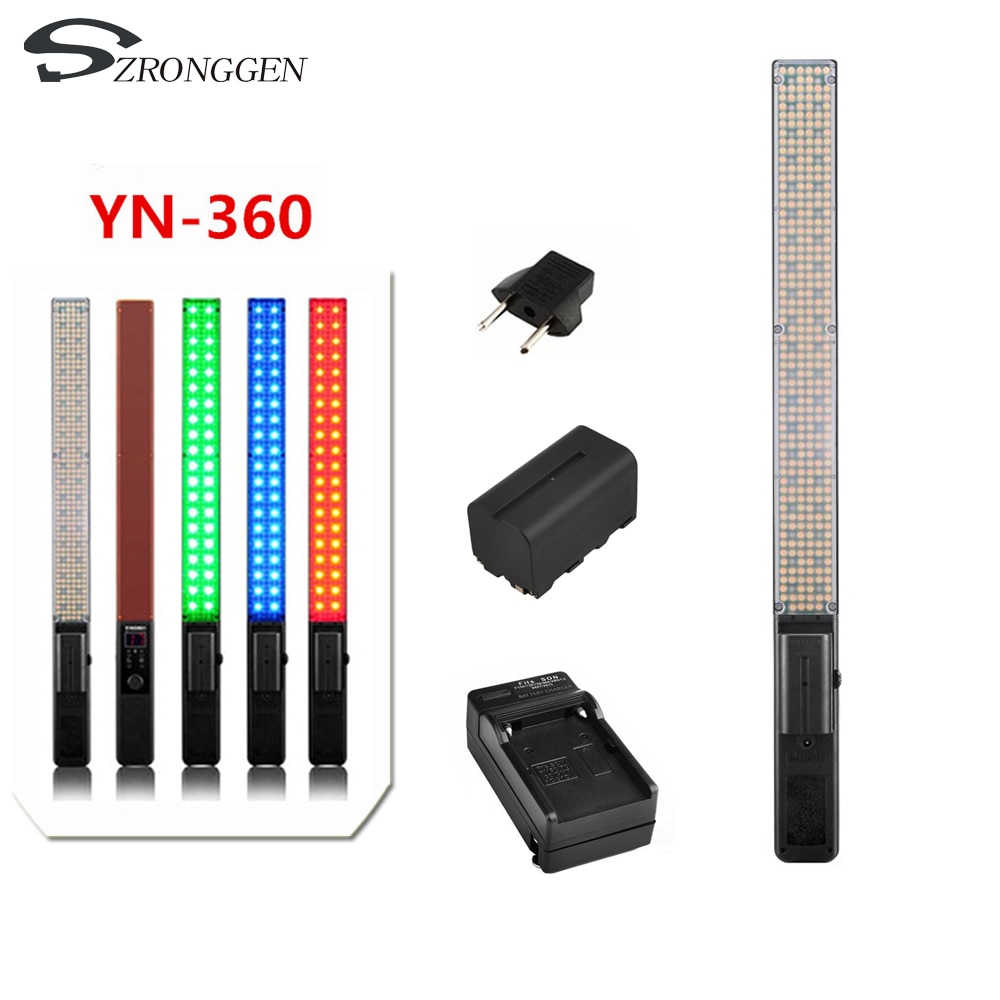 Yongnuo YN360 Wireless Pro Handheld LED Video Light 3200K 5500K RGB+battery+charger