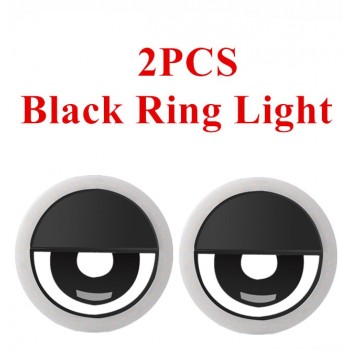 2PCS LED ringlight Portable Flash Led Camera Clip-on phone Selfie ring light video light Night Enhancing light for Selfie Lamp