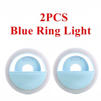 2PCS LED ringlight Portable Flash Led Camera Clip-on phone Selfie ring light video light Night Enhancing light for Selfie Lamp