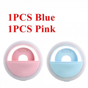 2PCS LED ringlight Portable Flash Led Camera Clip-on phone Selfie ring light video light Night Enhancing light for Selfie Lamp