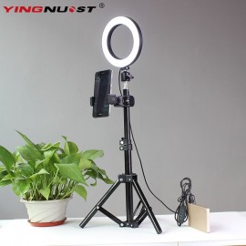 LED Ring Light 6 16cm 3200-5600K 64 LEDs Selfie Ring Lamp Photographic Lighting With Tripod Phone Holder USB Plug Photo Studio
