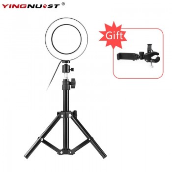 LED Ring Light 6 16cm 3200-5600K 64 LEDs Selfie Ring Lamp Photographic Lighting With Tripod Phone Holder USB Plug Photo Studio