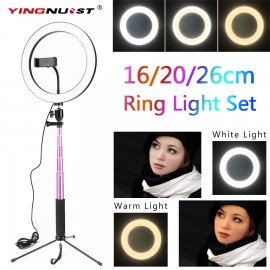 Dimmable LED Studio Camera Ring Light Photo Phone Video Light Lamp With Tripods Selfie Stick Ring Fill Light For Canon Nikon