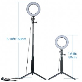 Dimmable LED Ring Light Photo Studio Video Light Annular Lamp w Tripod Selfie Stick for Makeup Live Steam Instagram Youtube