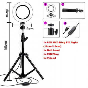 Dimmable Ring LED lamp Studio Camera Ring Light Photo Phone Video Light Lamp With Tripods Selfie Stick Ring Fill Light