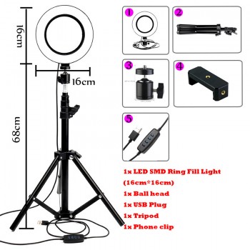 Dimmable Ring LED lamp Studio Camera Ring Light Photo Phone Video Light Lamp With Tripods Selfie Stick Ring Fill Light