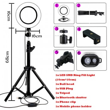 Dimmable Ring LED lamp Studio Camera Ring Light Photo Phone Video Light Lamp With Tripods Selfie Stick Ring Fill Light