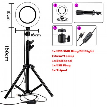 Dimmable Ring LED lamp Studio Camera Ring Light Photo Phone Video Light Lamp With Tripods Selfie Stick Ring Fill Light