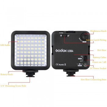 Godox LED64 LED Video LED Lamp for DSLR Camera Camcorder mini DVR as Fill Light for Wedding News Interview Macro photography
