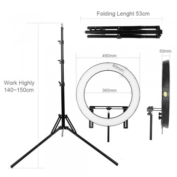 FALCON EYES 512 Ring LED Panel 31W 3000-5600k Lighting Video Film Continuous Light with 180cm Light Stand DVR-512DVC Black
