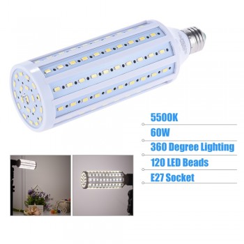 Andoer Photo Studio Bulb Photography 5500K 60W 120 Beads LED Video Light Corn Lamp Light Bulb Daylight E27 Socket