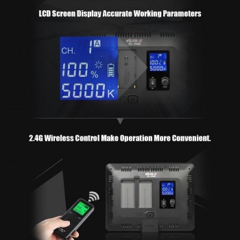 Viltrox VL-200 Pro Wireless Remote LED Video Studio Light Lamp Slim Bi-Color Dimmable + AC Power Adapter for Camcorder Camera