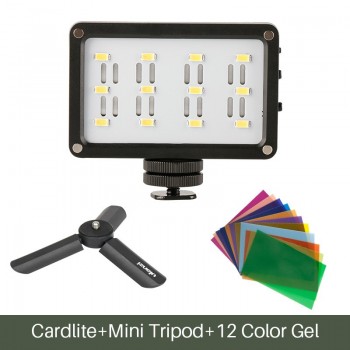 CardLite Mini Portable Video Camera LED Light for DSLR Canon Nikon with Filter 12 Color Gel  Dimmable Led Fotografia Lighting