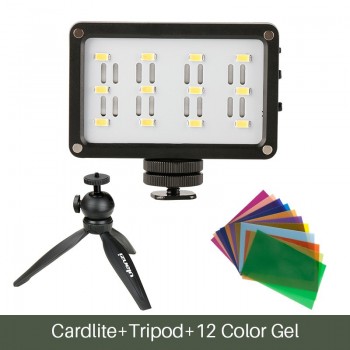 CardLite Mini Portable Video Camera LED Light for DSLR Canon Nikon with Filter 12 Color Gel  Dimmable Led Fotografia Lighting