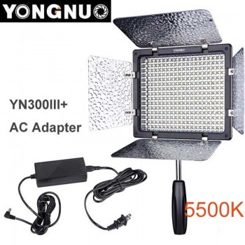 Yongnuo YN300 III YN-300 lIl 3200k-5500K CRI95+ Pro LED Video Light with Remote Control + AC DC Power Adapter for Canon Nikon