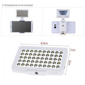 Kalai CM-L50 Multi-Functional Mini LED Video Light for Cellphone Pad DSLR for GoPro Cameras White