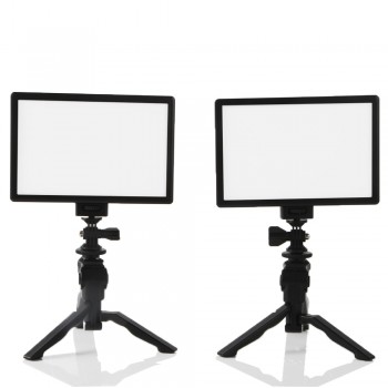 Table Photo Studio Set 2x Viltrox L116T Bi-Color Dimmable LED Video Light + 2x Mini Tripod + 2x 2M AC Adapter for DSLR Photo