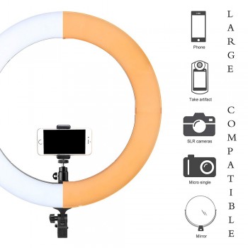 Cadiso 18 inch Annular Photo Ring Lamp Dimmable LED Ring Light for Video Photography with Tripod Stand Phone Clip Holder Mirror