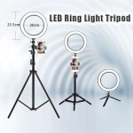 10 25CM Photography LED Selfie Ring Light three-speed cold and warm stepless Lighting Dimmable with USB Plug Lampamp;Tripod Stand