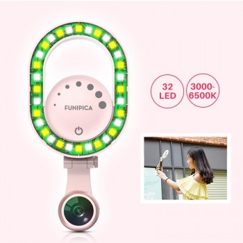 Dimmable 3 in 1 Phone Wide Angle Macro Lens LED Selife Light with Travel Case for iPhone Xs Max X Samsung S8 S9 Huawei P20 Pro