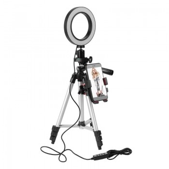 5.7inch Dimmable LED Studio phone Ring Light Photo Phone Video Light Annular Lamp With Tripods Selfie Stick Ring Fill Light