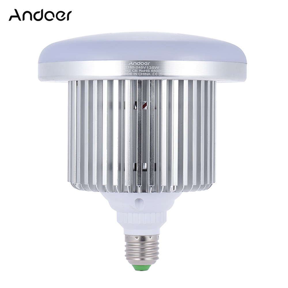 Andoer 135W LED Light Lamp Bulb 132 Beads 5500K E27 Photographic Lighting for Photo Studio Photography