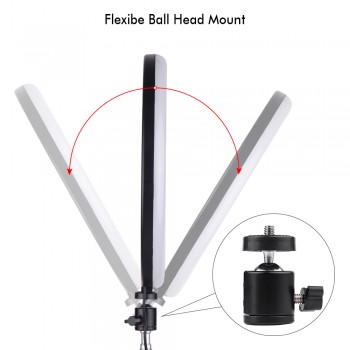 24W 11.8in 2700-5500K180pcs LED Video Ring Light Fill-in Lamp Dimmable + Phone Holder 2pcs Ball Heads for Photography lighting