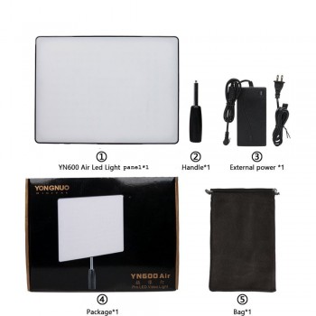 YONGNUO YN-600 Air YN600 Air Ultra Thin LED Camera Video Light Panel 5500K Photography Studio Lighting+AC Power Adapter+Battery