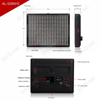 Aputure Amaran AL-528W CRI95+ 528Pcs LED Video Studio Continuous Light Panel for Sony Canon Nikon DSLR Camera Photographic Light